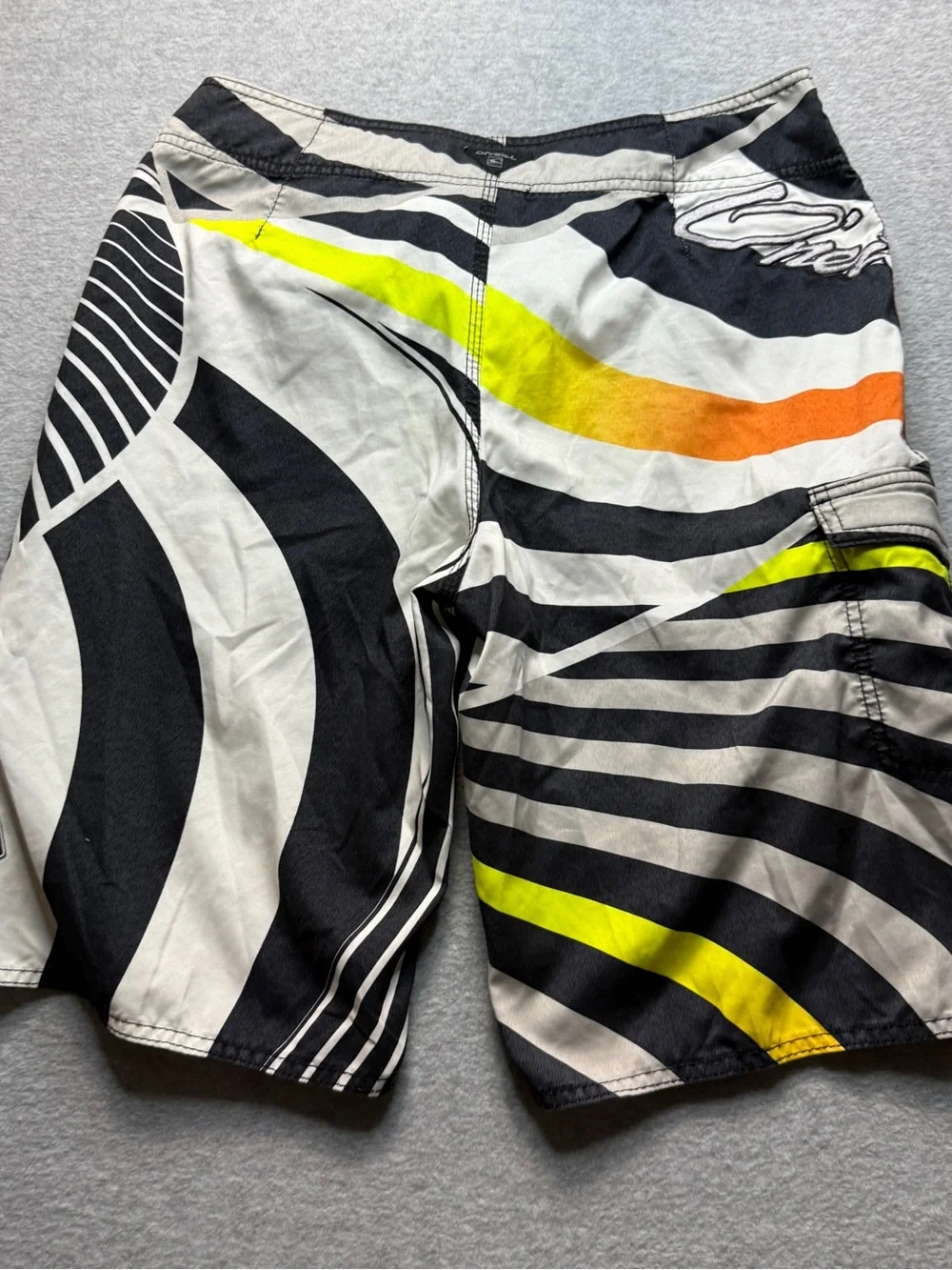 O'Neill Men’s Size 31 Black White Orange Yellow Graphic Board Shorts